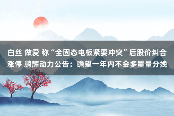 白丝 做爱 称“全固态电板紧要冲突”后股价纠合涨停 鹏辉动力公告：瞻望一年内不会多量量分娩